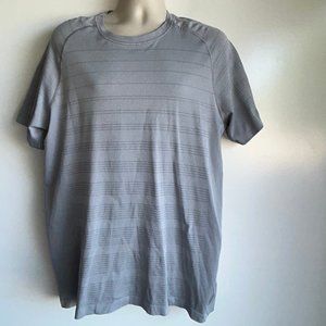 Lululemon Athletic Shirt Men's XL Gray Striped Short Sleeve